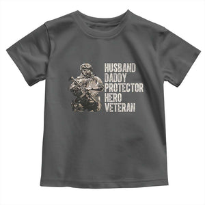 Husband Daddy Protector Hero Veteran Toddler T Shirt Patriotic American Flag Camo Father's Day