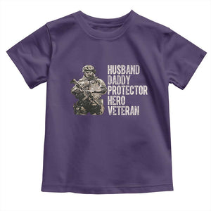 Husband Daddy Protector Hero Veteran Toddler T Shirt Patriotic American Flag Camo Father's Day