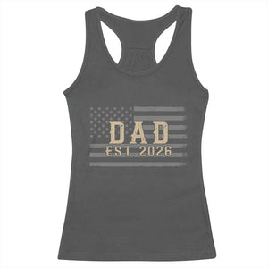 Dad Est 2026 Racerback Tank Top Promoted to Daddy New Dad