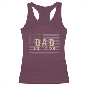 Dad Est 2026 Racerback Tank Top Promoted to Daddy New Dad