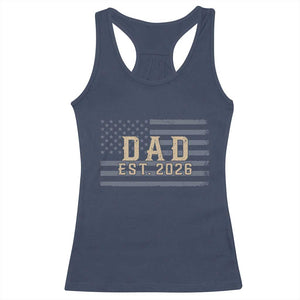 Dad Est 2026 Racerback Tank Top Promoted to Daddy New Dad
