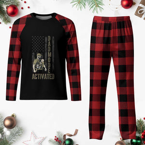 Dad Mode Activated Plaid Pajama Set Tactical Baby Carrier Military Father Amerian Flag