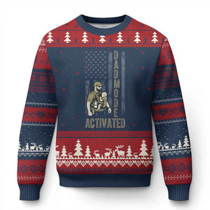 Dad Mode Activated Ugly Christmas Sweater Tactical Baby Carrier Military Father Amerian Flag TS14 Navy Red Print Your Wear