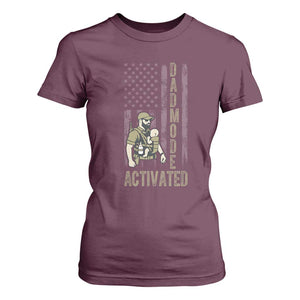 Dad Mode Activated T Shirt For Women Tactical Baby Carrier Military Father Amerian Flag
