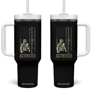 Dad Mode Activated Tumbler With Handle Tactical Baby Carrier Military Father Amerian Flag TS14 One Size: 40 oz Black Print Your Wear