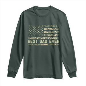 Best Dad Ever Long Sleeve Shirt Military Dad American Flag Camo TS14 Dark Forest Green Print Your Wear