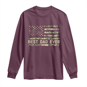 Best Dad Ever Long Sleeve Shirt Military Dad American Flag Camo TS14 Maroon Print Your Wear