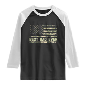 Best Dad Ever Raglan Shirt Military Dad American Flag Camo