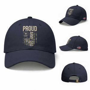 Proud Army Dad Camo American Flag Veteran Gift Baseball Cap