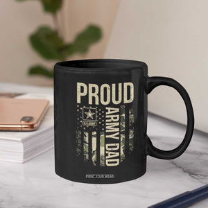 Proud Army Dad Camo American Flag Veteran Gift Coffee Mug
