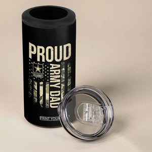 Proud Army Dad Camo American Flag Veteran Gift 4 in 1 Can Cooler Tumbler