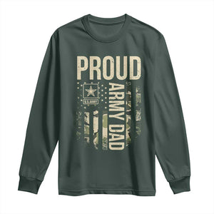 Proud Army Dad Camo American Flag Veteran Gift Long Sleeve Shirt