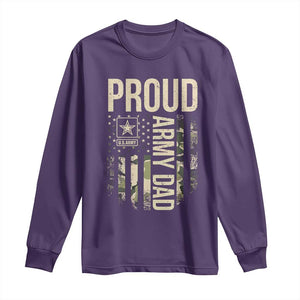 Proud Army Dad Camo American Flag Veteran Gift Long Sleeve Shirt