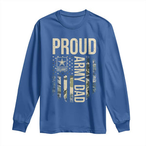 Proud Army Dad Camo American Flag Veteran Gift Long Sleeve Shirt