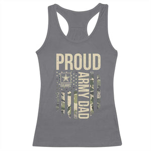 Proud Army Dad Camo American Flag Veteran Gift Racerback Tank Top