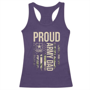 Proud Army Dad Camo American Flag Veteran Gift Racerback Tank Top