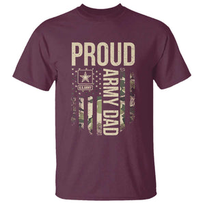 Proud Army Dad Camo American Flag Veteran Gift T Shirt