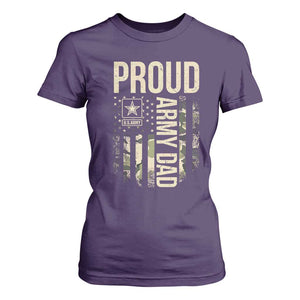 Proud Army Dad Camo American Flag Veteran Gift T Shirt For Women