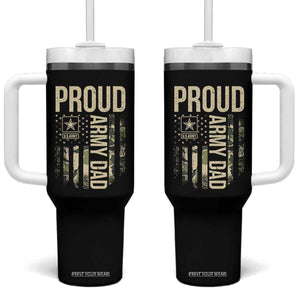 Proud Army Dad Camo American Flag Veteran Gift Tumbler With Handle