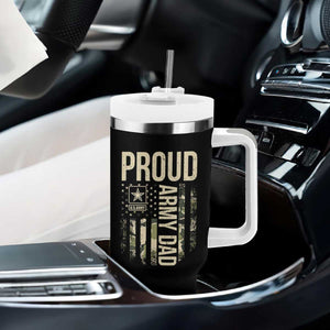 Proud Army Dad Camo American Flag Veteran Gift Tumbler With Handle