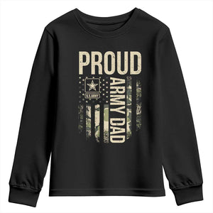 Proud Army Dad Camo American Flag Veteran Gift Youth Sweatshirt