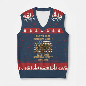 250 Years Anniversary V-Neck Knit Sweater Vest Patriotic USA Army Us Military
