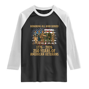 250 Years Anniversary Raglan Shirt Patriotic USA Army Us Military TS14 Black White Print Your Wear