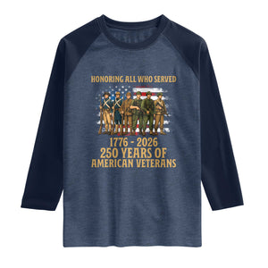 250 Years Anniversary Raglan Shirt Patriotic USA Army Us Military TS14 Heather Denim Navy Print Your Wear