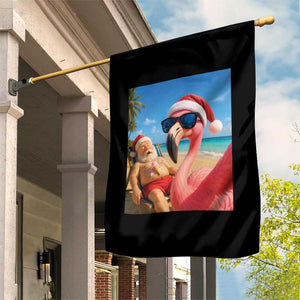 Funny Flamingo Beach Selfie Garden Flag Christmas in July