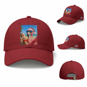 Funny Flamingo Beach Selfie Baseball Cap Christmas in July TS14 Baseball Cap Universal Fit Cherry Red Print Your Wear