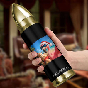 Funny Flamingo Beach Selfie Bullet Tumbler Christmas in July