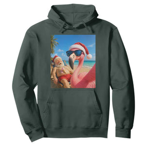 Funny Flamingo Beach Selfie Hoodie Christmas in July TS14 Dark Forest Green Print Your Wear