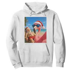 Funny Flamingo Beach Selfie Hoodie Christmas in July TS14 White Print Your Wear