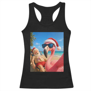 Funny Flamingo Beach Selfie Racerback Tank Top Christmas in July