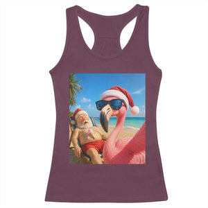 Funny Flamingo Beach Selfie Racerback Tank Top Christmas in July