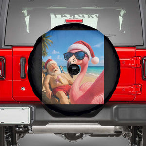 Funny Flamingo Beach Selfie Spare Tire Cover Christmas in July TS14 Black Print Your Wear
