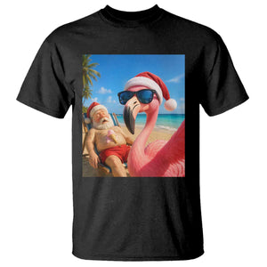 Funny Flamingo Beach Selfie T Shirt Christmas in July