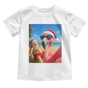 Funny Flamingo Beach Selfie Toddler T Shirt Christmas in July