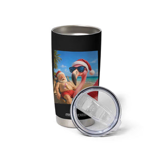 Funny Flamingo Beach Selfie Tumbler Cup Christmas in July