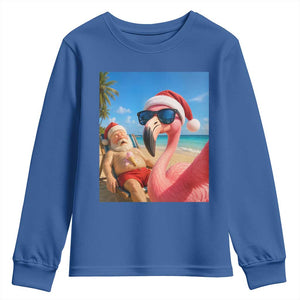 Funny Flamingo Beach Selfie Youth Sweatshirt Christmas in July