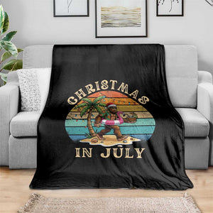 Funny Bigfoot Christmas In July Beach Vacation Throw Blanket