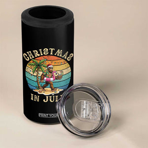 Funny Bigfoot Christmas In July Beach Vacation 4 in 1 Can Cooler Tumbler