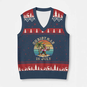 Funny Bigfoot Christmas In July Beach Vacation V-Neck Knit Sweater Vest