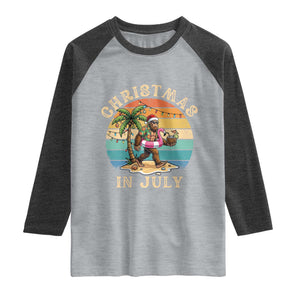 Funny Bigfoot Christmas In July Beach Vacation Raglan Shirt TS14 Heather Gray Heather Charcoal Print Your Wear