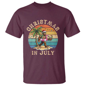 Funny Bigfoot Christmas In July Beach Vacation T Shirt