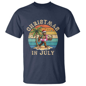 Funny Bigfoot Christmas In July Beach Vacation T Shirt