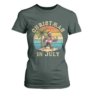 Funny Bigfoot Christmas In July Beach Vacation T Shirt For Women