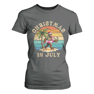 Funny Bigfoot Christmas In July Beach Vacation T Shirt For Women