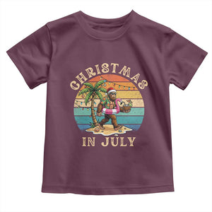 Funny Bigfoot Christmas In July Beach Vacation Toddler T Shirt