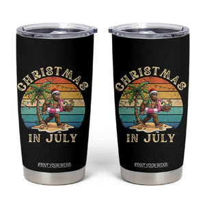 Funny Bigfoot Christmas In July Beach Vacation Tumbler Cup